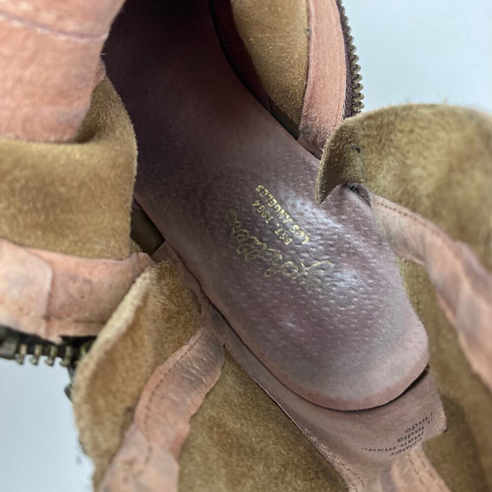 Anthropologie Seychelles Sz 8 Lucky Penny Ankle Booties Distressed Gold Leather - Picture 16 of 16